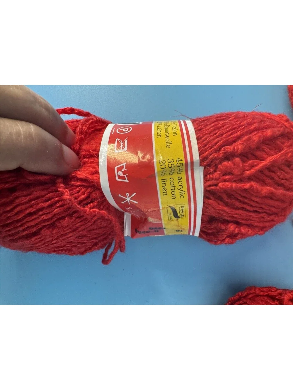 Lot of 6 Beverly Yarn Red Color 1370 50g Acrylic Cotton Linen Knitting Crochet